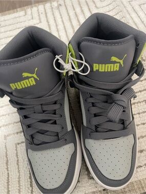 Puma Kids Gray and Lime High-Top Sneakers